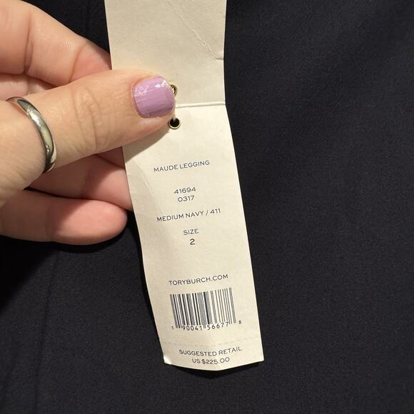 Tory Burch Maude Legging Pants Navy Blue NEW Size 2 - Picture 6 of 8